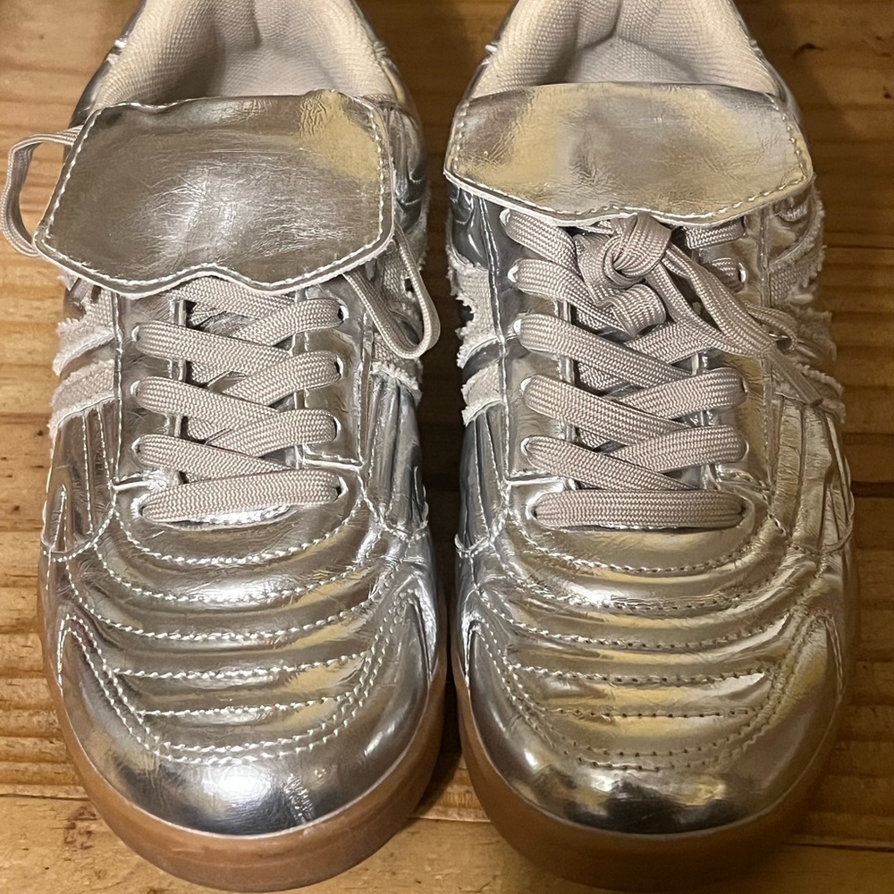 Steve Madden Silver Metallic Sneakers